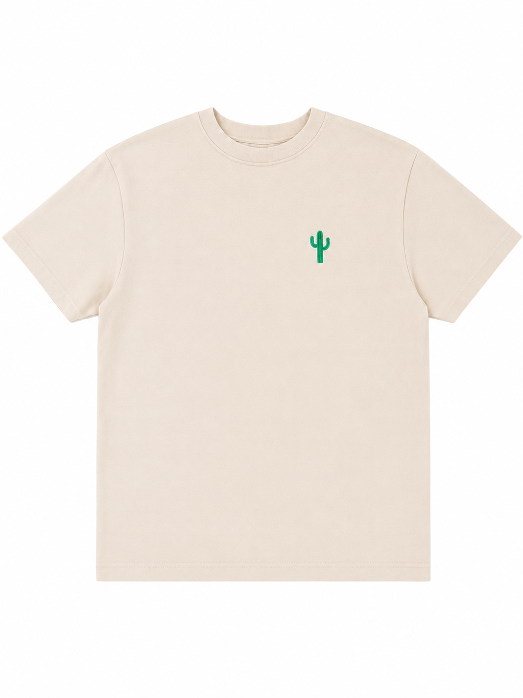 White Short Sleeved T-Shirt Cropped (Cactus)