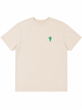 White Short Sleeved T-Shirt Cropped (Cactus)