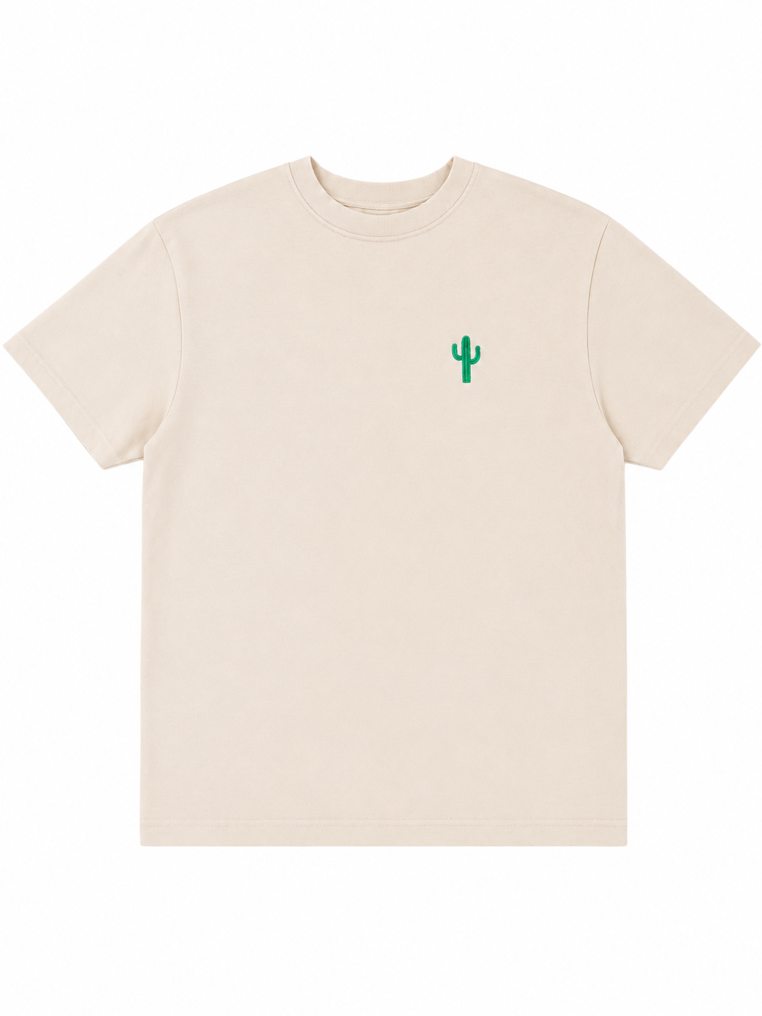 White Short Sleeved T-Shirt Cropped (Cactus)
