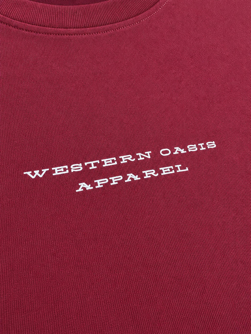 Short Sleeved Shirt (Cropped)- Maroon "Western Oasis"