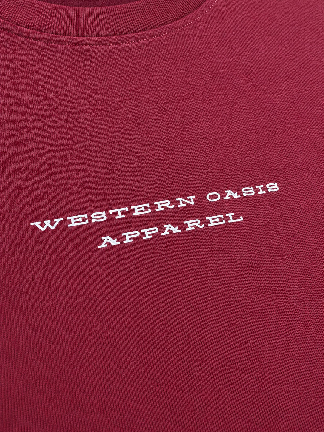 Short Sleeved Shirt (Cropped)- Maroon "Western Oasis"
