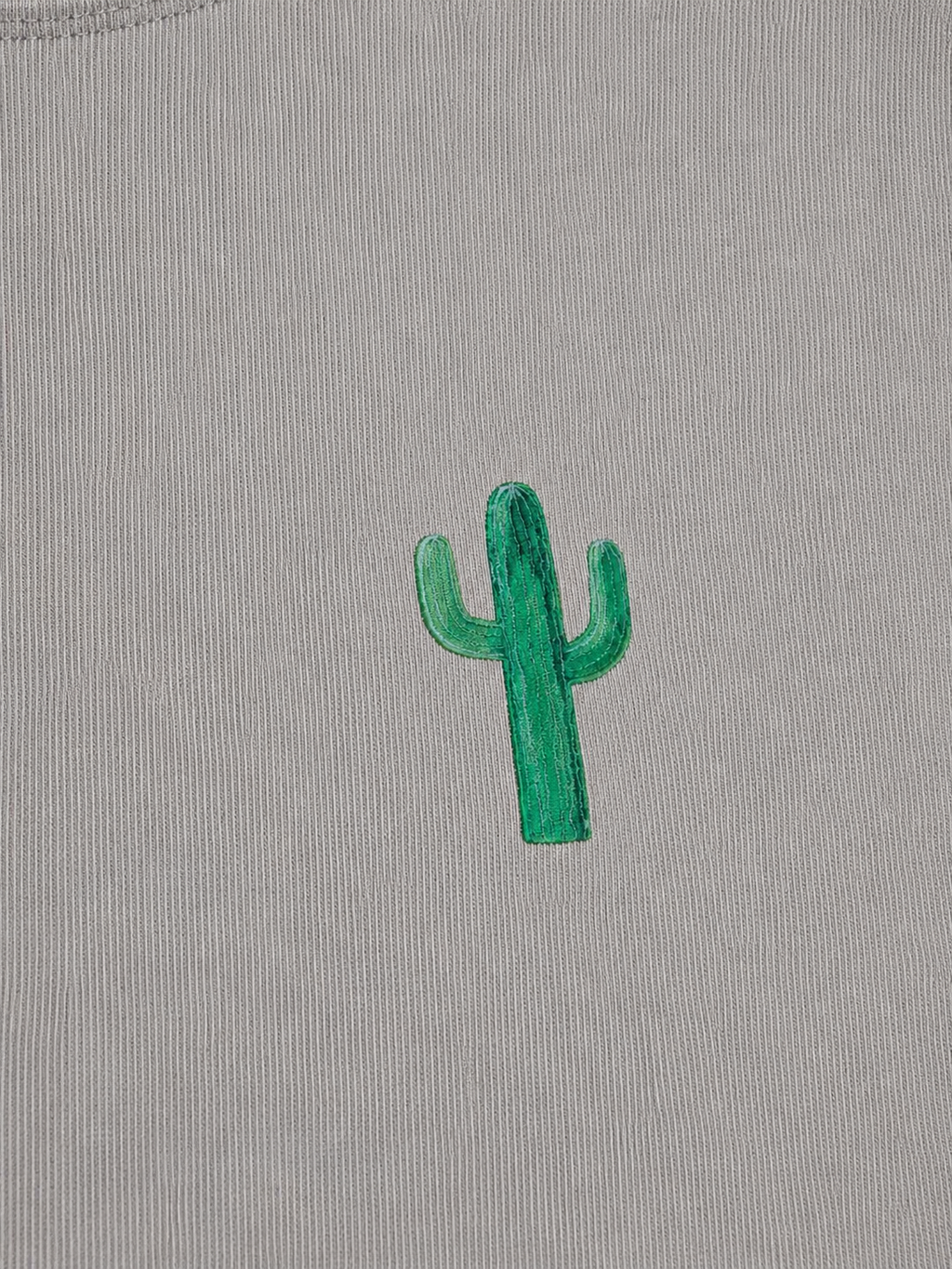 White Short Sleeved T-Shirt Cropped (Cactus)
