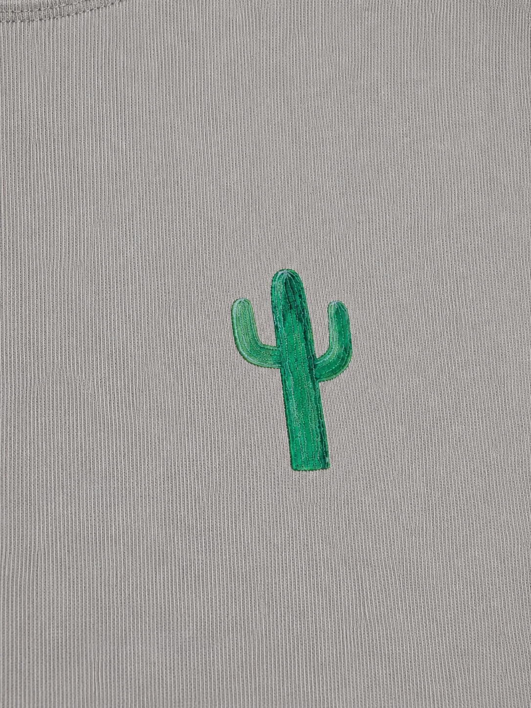 White Short Sleeved T-Shirt Cropped (Cactus)